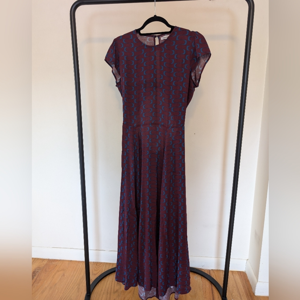 Reformation Burgundy and Blue Midi Dress